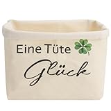 VQBKHO Brotkorb Geschenk zum Einzug aus Stoff, Brottasche mit Eine Tüte Glück & Kleeblatt Brotkorb aus modern geschenkkorb Brotbeutel-Stoff Geschenke für Geburtstag Weihnachten für neues Zuhause