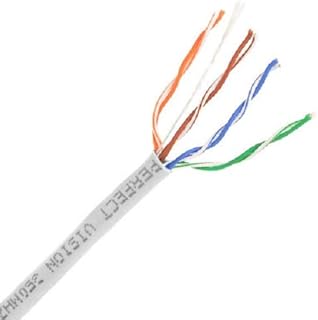 Perfect Vision Category 5e Ethernet Cable with White PVC Jacket - 4 Twisted Pairs 24 AWG Solid Bare Copper Conductors, HD-PE Insulation, Ripcord, cm Rated, 1,000â€™ (PVCAT5WHT)