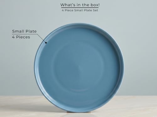 Image of Bodhi House 4-Piece Ribbed Porcelain Quarter Plate Set, 4 Quarter Plates, Chip Resistant, Lightweight, Microwave & Dishwasher Safe Crockery Set for Home, Dining & Gifting