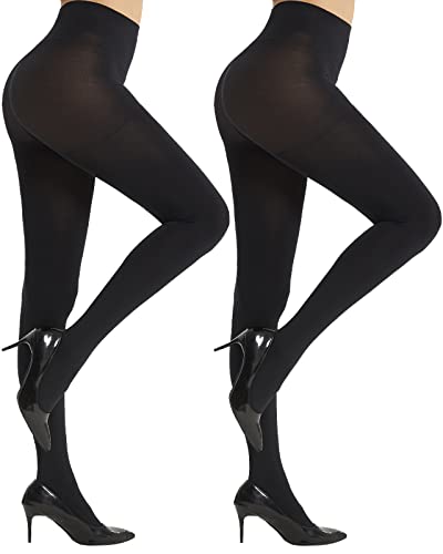 MANZI Super Opaque Tights for Women with Control-Top Blackout 2 Pairs