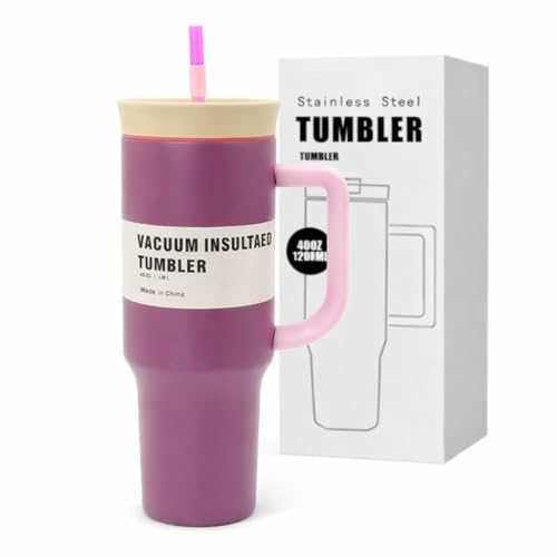 Image of HomeCloud 1200ml Insulated Coffee Tumbler with Lid - Double Wall Travel Mug for Hot & Cold Drinks, Leak-Proof, Durable, Portable, Stylish Stainless Steel Design (Rose Red)