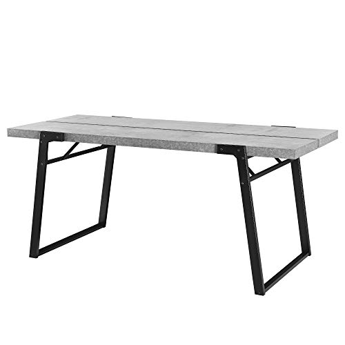 [en.casa]® Mesa de Comedor para 6 Personas 180 x 80 x 77cm Diseño Acero MDF Efecto hormigón