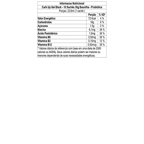 Probiótica Carb Up Black Gel (300G) Caixa 10 Unidades - Sabor Baunilha