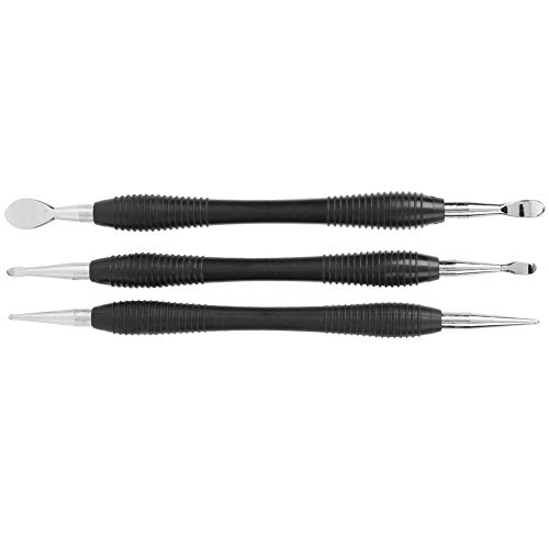 Juego de 3 herramientas de prensado de cuero de doble punta para modelar cuchara, herramientas de tallado, kit de herramientas de cuero para coser manualidades de cuero