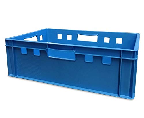5er-Pack Eurofleischerkiste E2 – Vorratsbox Stapelbar, 41 L, Lebensmittelecht, Blau
