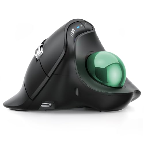 Image of Nulea M514 Vertical Trackball Mouse, Ergonomic Wireless Thumb-Control Mouse with Quiet Clicks, 3 Device Connection (Bluetooth & USB Receiver), Rechargeable for PC /Mac /Laptop /Tablet,Green