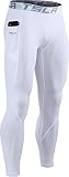 TSLA Herren Thermale Kompressionsunterwäsche Wintergear Sport-Leggings mit Fleece-Futter, Yup41 1pack - White, M