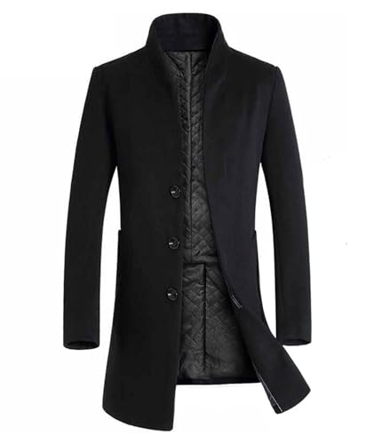 ECDAHICC Herren Mantel Slim Fit Winter Wollmantel Dicker Langer Übergangsmantel Frühling Lässiger Wintermantel(BL,XL)