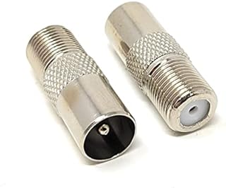 MainCore 2pcs F Type Screw Connector Socket to RF Coax Aerial Male Adapter Converter for TV Satellite SKY Antenna (2)
