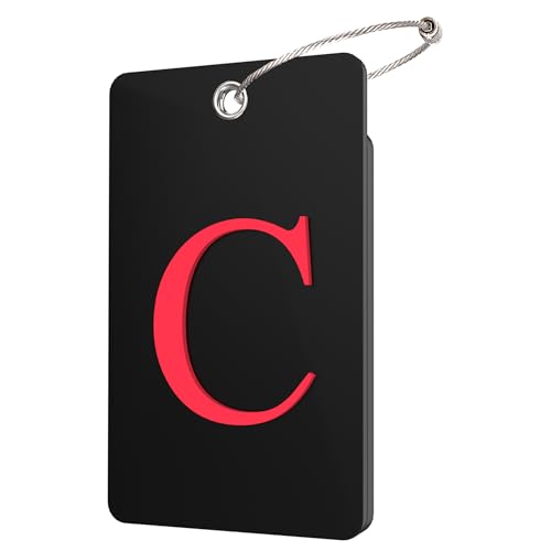 Gostwo 2 Pack Luggage Tags for Suitcases, 26 Initial Letter Travel Luggage Baggage Identification Labels ID Tag Fully Bendable Tags with Stainless Steel Loop (Black) (Letter C)