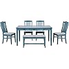 6-Piece Farmhouse Dining Set With Bench - Rustic Table With Storage Drawer & 4 Chairs, Antique Blue Finish, Saves Space