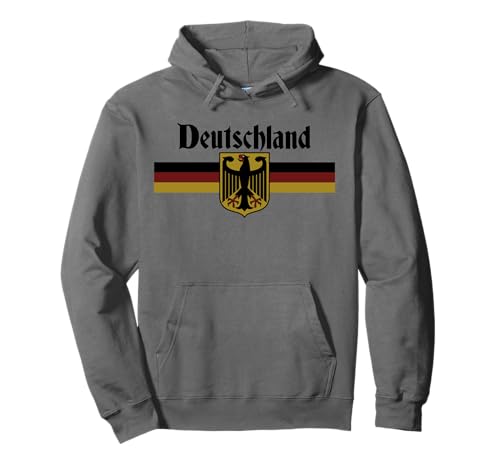 DEUTSCHLAND German Flag Eagle Coat of Arms Banner Vintage Pullover Hoodie