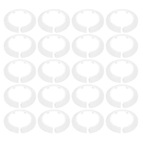 sourcing map 20pcs Flange Pipe Cover Decoration 2.95" (75mm) Plastic Clip-on Wall Hole Cover Under Sink Pipe Radiator Escutcheon Collar for Bathroom Kitchen Toilet, White