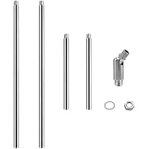 ECUDIS Pendant Stem Extension Rod Kit 1/8-IP Threaded 3/8" Diameter Downrods with 180 Degrees Ceiling Sloped Adapter Washers and Nut for Lighting Fixture, Brushed Nickel, 12 Inch and 6 Inch