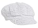 Glitter Sequin Trim Newsboy Style Relaxed Fit Cap, White ,One Size