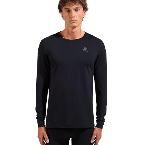 Odlo Thermounterwäsche Merino 200 | Schwarz | Größe XXL | Merino Unterwäsche für Herren | Langarm-Thermoshirt