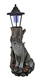 DWK Watchful Wolf Sculptural Solar Lantern Statue