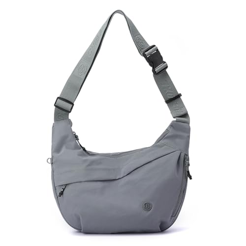 Nylon Crescent Crossbody Luna Bag for Women Men Moon Shoulder Spacious Lightweight Sling Casual Hobo Dumpling Purses (A-Grey)
