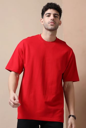 Image of Men's 240 GSM Cotton Oversized Tee - Heavyweight Bio-Washed Fabric | Premium Street Style | Super Soft, Thick & Breathable T-Shirt