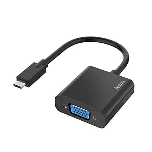 Hama USB C auf VGA Adapter, Full HD 1080p (USB C Adapter zum Anschluss von PC, Laptop, MacBook, Tablet, iPad, Handy an Monitor, TV, Beamer, kompatibel mit Thunderbolt 3, 4, DisplayPort-Alternate Mode)