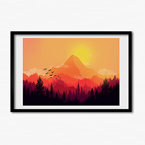 Cadre en bois moderne Tulup 60x40 cm pour sublimer une affiche murale de paysage de montagne