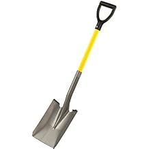 Bon Tool Bon 28-109 Contractor Grade Square Point Shovel with 27-Inch D Style Fiberglass Handle, Square - 11 1/2" X 9 1/2"