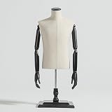 Herren-Thekenpuppe, Büste ohne Kopf, Kleiderständer mit Arm und Basis aus Holz, für Pullover, T-Shirts, Jacken und Hemden, B2