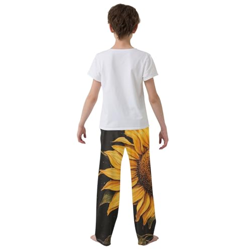 Boys' Pants Lovely Yellow Sunflower Long Bottoms Jogger Pants Elastic Waist Trousers with Pockets S-XL3