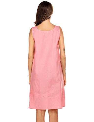 Hotouch Women Nightgowns Cotton Night Dress Sleeveless Sleepshirt Short Nightdress Misty Rose M #TOP4