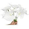 8pcs 13inch Pure White Artificial Anthurium Lily Flowers Permanent for Home Decor Bouquet Home Bridal Wedding Festival Party,Crafts,Store Decor Arrangements Flower Bouquet Accessories