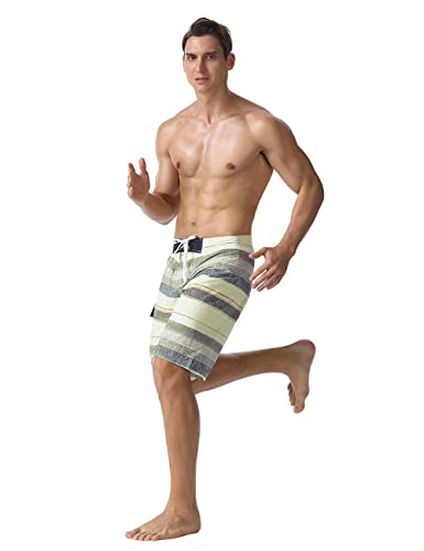 Image of unitop Men's Bathing Board Trunks Beach Shorts Holiday Hawaiian Colorful Striped