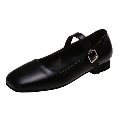 Women's Fashion Mary Jane Shoes Vintage Square Toe Ankle Strap Anti Slip Low Heels Pumps Oxford Dress Shoes Loafers Business Formal Office Slipon Flats Shoes Wedding Halloween Christmas Party Black 9 #TOP3