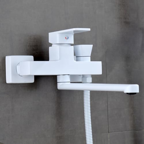 Ensemble de robinet de douche mural à bec pivotant 180° pour eau chaude et froide