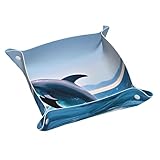 Jumping up Dolphins - Bandeja de cuero con estampado de delfines, organizador de escritorio para llaves, cartera, bandeja de valet para el hogar, la oficina