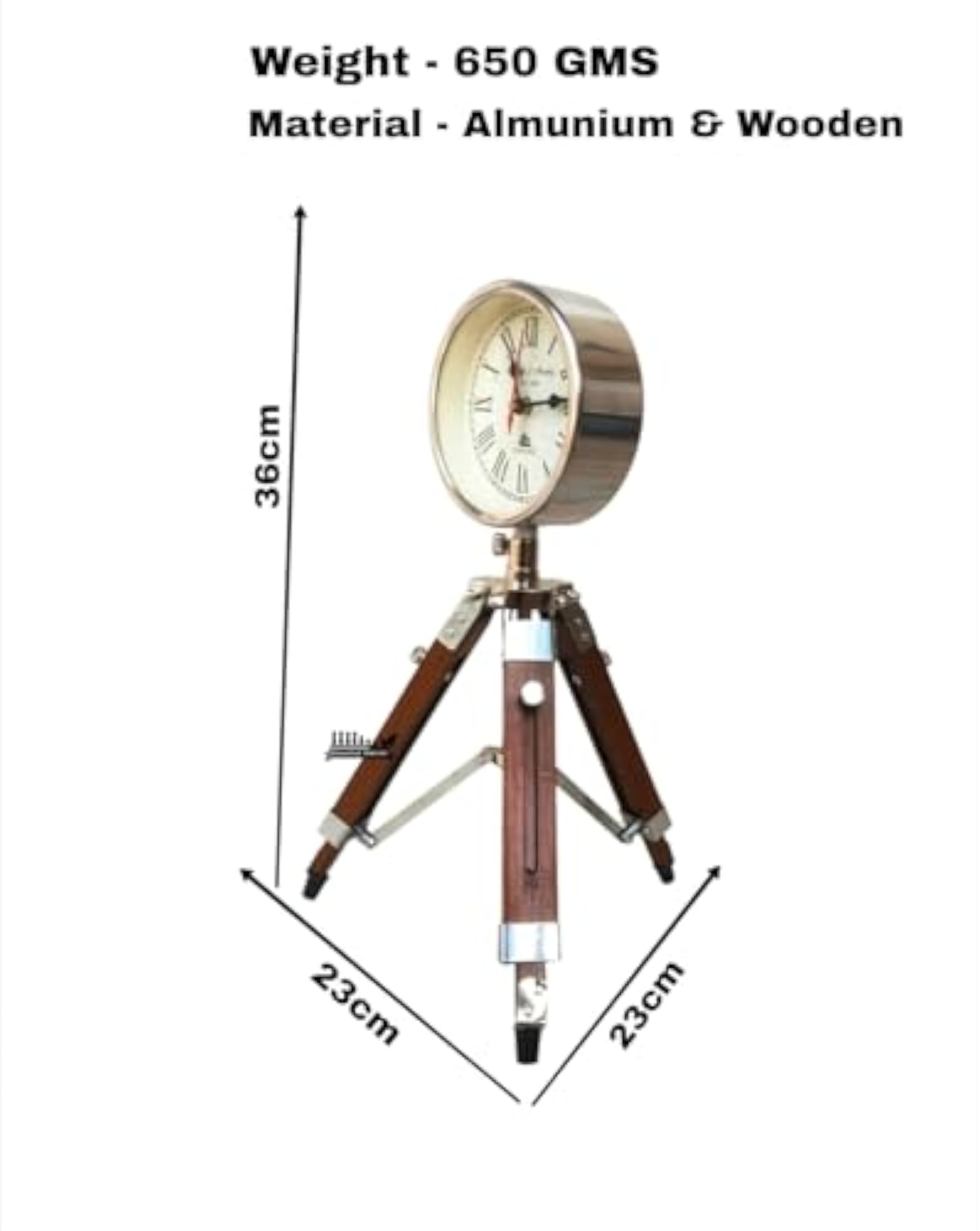Wooden Table Clock with Roman Numerals, Floor Standing
