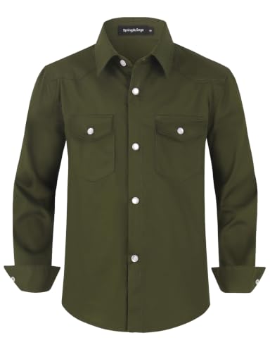Image of Spring&Gege Boys' Long Sleeve Western Cowboys Pearl Snap Button Down Shirts (5-14 Years)