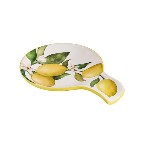 Bico Lemon Dreams Ceramic Spoon Rest for Stove Top, Kitchen Holder