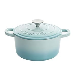 Crock-Pot Artisan Round Enameled Cast Iron Dutch Oven, 5-Quart, Aqua.