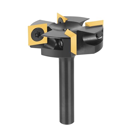 SpeTool Fresa de Superficie Diámetro del Vástago de 8mm Diámetro de Corte de 40mm Fresa Aplanar 4 Insertos Carburo de Tungsteno Fresa Planear CNC Revestimiento ATS Spoilboard Fresa para Madera