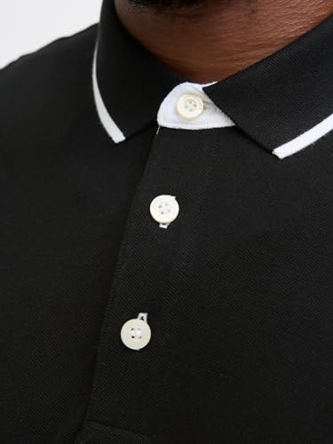 JACK & JONES Plus Size Einfarbig Poloshirt Schwarz xx_l – Ansicht 4