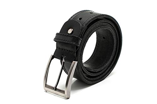Cinto Largo Masculino Em Couro 100% Natural Marrom (Preto)