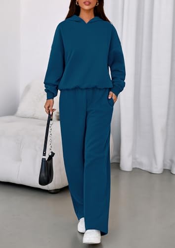 Image of PRETTYGARDEN Womens Sweatsuits 2 Piece Set 2026 Casual Winter Long Sleeve Hoodie Loose Wide Leg Sweatpants Fall Tracksuit