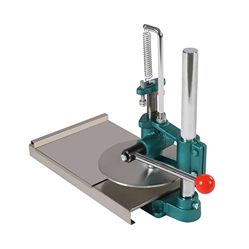 Pizza Dough Press Machine, Commercial Pizza Pastry Press Machine w/Dual Plates, Stainless-Steel Pizza Press w/ 0.2" Thick Disc, Kitchen Dough Pastry Manual Press Machine w/Cast Iron Base (7.9Inch)