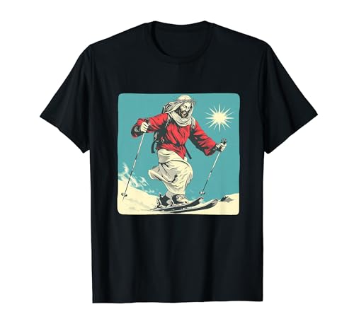 Nettes Jesusliebe Skifahren mit Langlaufschuhen Kostüm T-Shirt