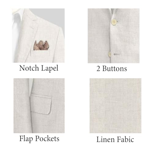 Wangyue Linen Suit for Men 2 Piece Suit Classic Fit Mens Linen Suits for Beach Wedding Suit Casual Blazer Pant Prom Suit4