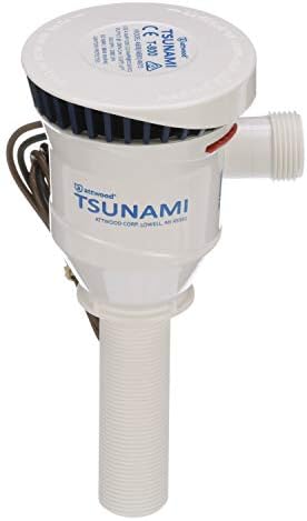 Attwood 4650-7 Tsunami T800 Aerator Pump, 800 GPH, 12-Volt, 3 ½-Inch Long Inlet, Threaded ¾-Inch Diameter Outlet, 29-Inch Wire