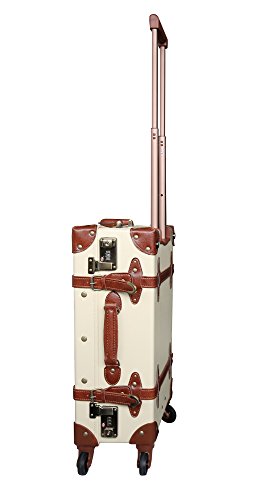 Reisekoffer Vintage Trolley Hartschale Reise Retro Koffer M+L Set /4 Rollen TSA-Schloss (Koffer Gr. M)