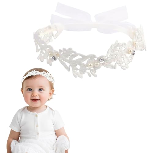 KEWUF diadema de bebé, cinta de grosgrain para bebé niña, diadema de boda para niños, diadema de encaje de gasa de moda, banda elástica para el pelo - B