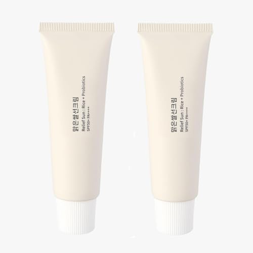 Relief Sun Rice + Organic Sunscreen SPF50+, Korean PA++++ for All Skin Type and UV Defense,Nourishing Protection(2 pcs)