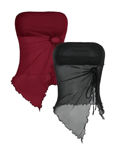 Haut tubetop de fête asymétrique dos nu élégant et minimaliste